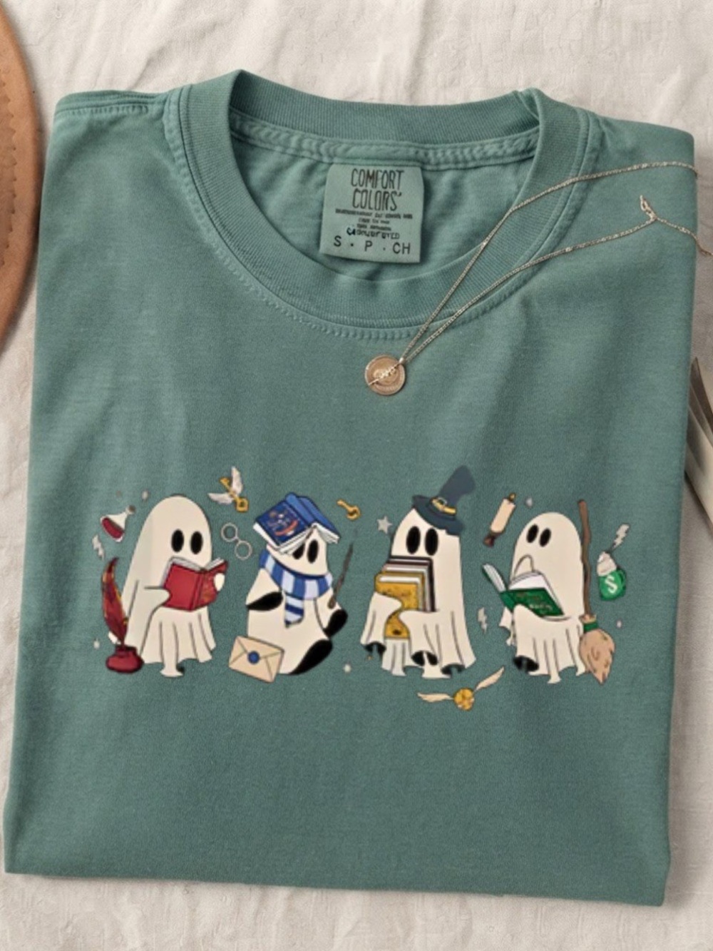 Wizard Ghost School Halloween Sage Green Comfort T-Shirt
